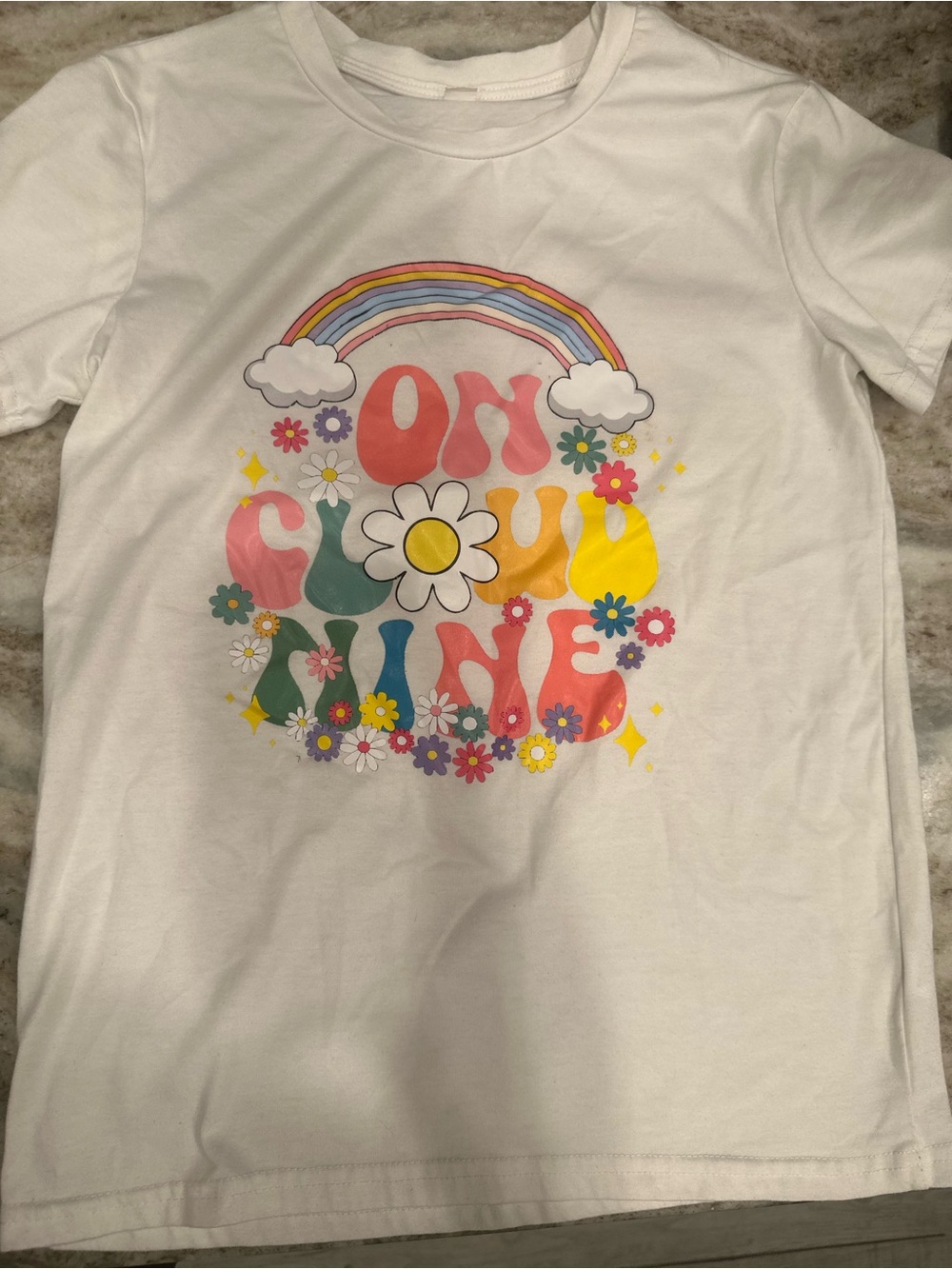 White Kids 'On Cloud Nine' Rainbow Graphic Tee